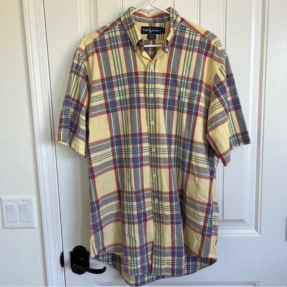 Ralph Lauren Men’s Blaire Yellow Pastel Short Sleeve Button Down Medium‎ - Picture 2 of 5